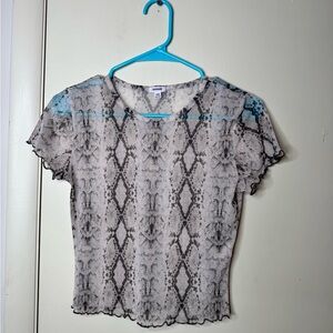 Mesh Snakeskin top with ruched accents